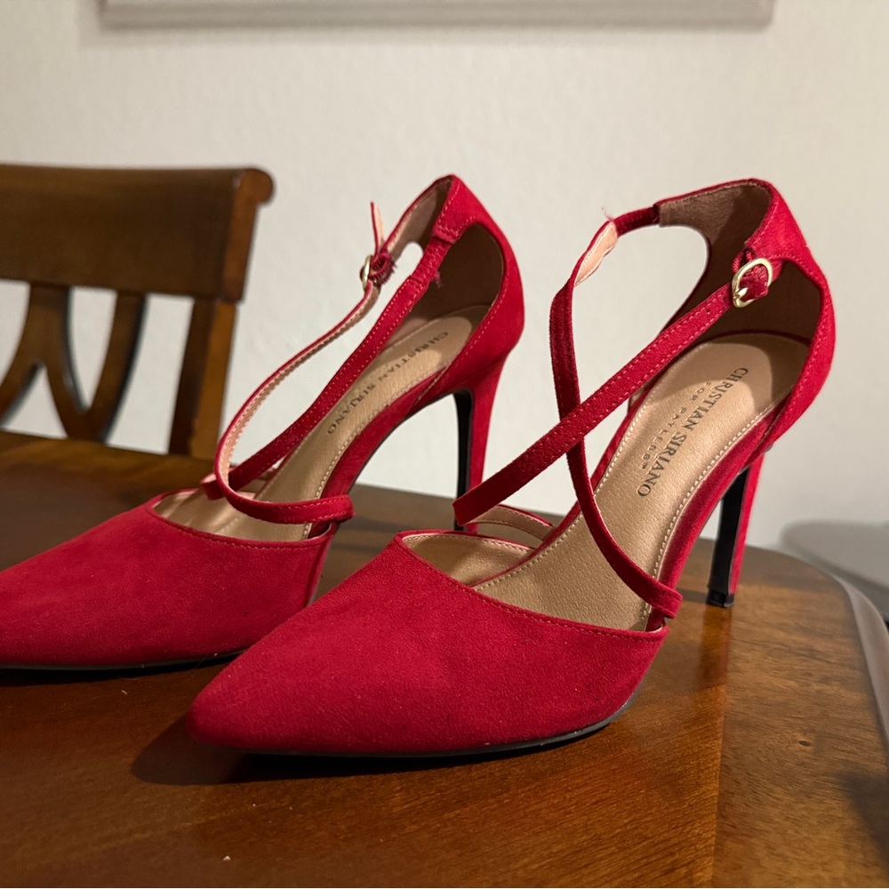 Christian Siriano Red T-Strap Heels